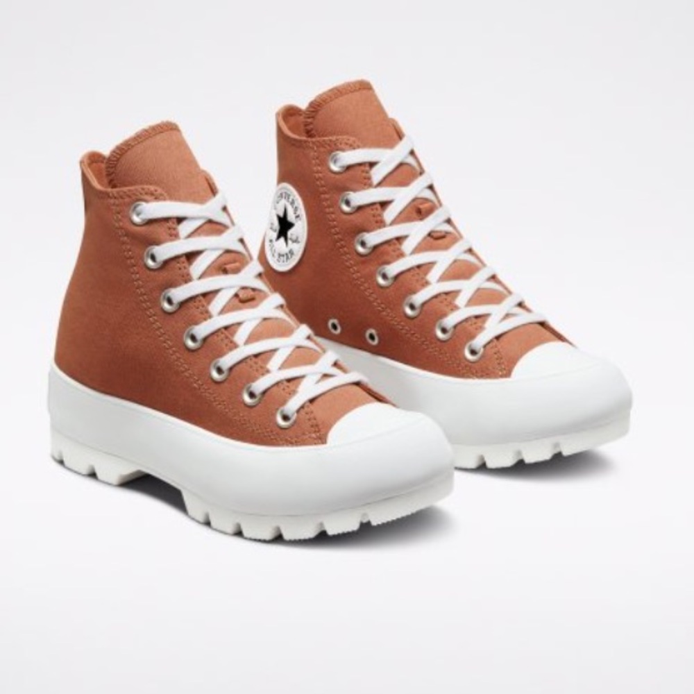 Converse High-Top Sneakers in Rust and White